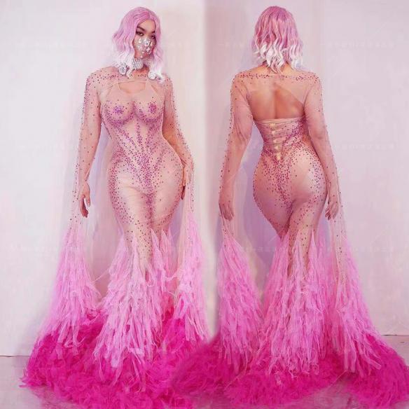 Pink Transparent Two-piece Bodysuit