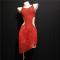 Red Sequin Fringe Mesh Dress