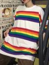 LGBT Pride Rainbow Striped Loose T-Shirt (Black Or White)
