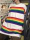 LGBT Pride Rainbow Striped Loose T-Shirt (Black Or White)