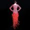 Red Rhinestones Feather Trailing Dress