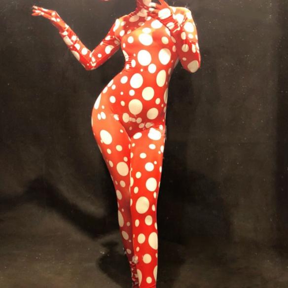 White Dot Red Bodysuit