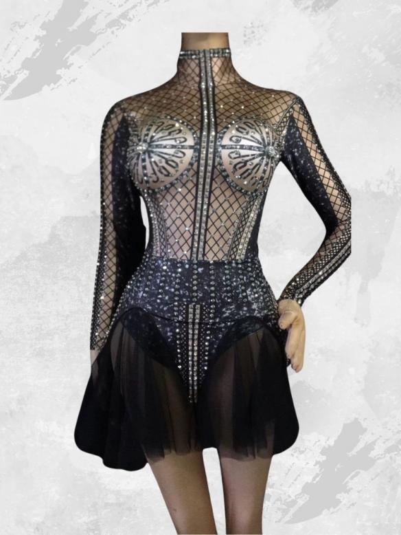 Black Rhinestone Leotard