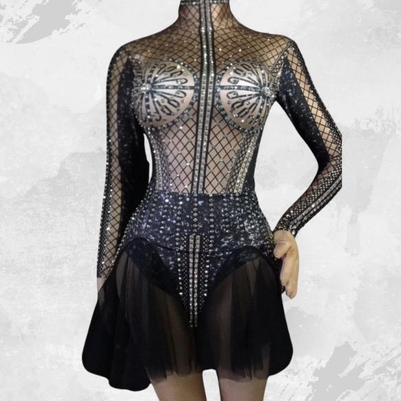 Black Rhinestone Leotard