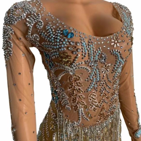 Rhinestone bead chain dress