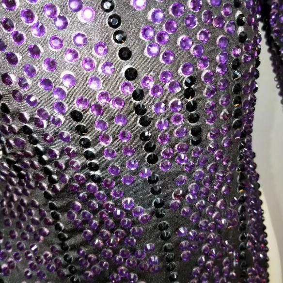 Purple Rhinestone Cheogsam 
