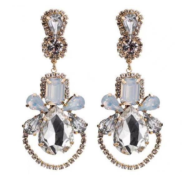 Rainbow rhinestone earrings