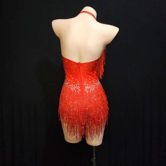 Red Crystal Disco Leotard