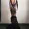 Black Rhinestone Feather Trailing Dress