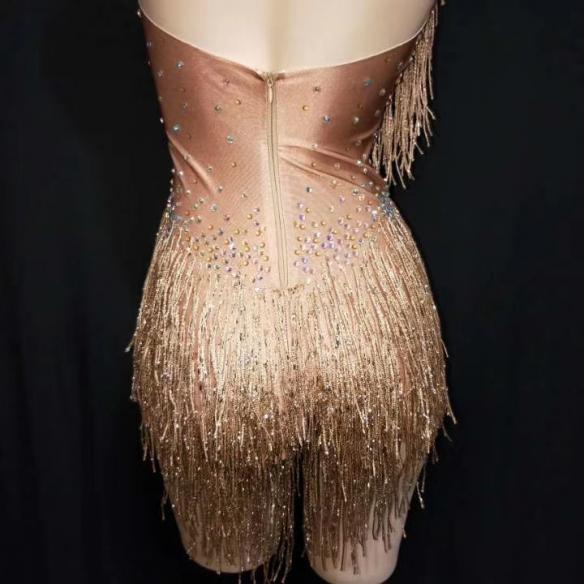 Gold Nude Rhinestones Leotard