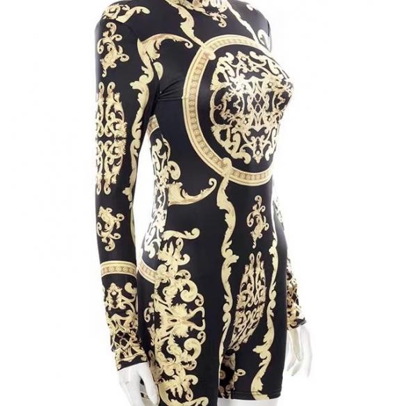 Black with golden pattern bodysuit