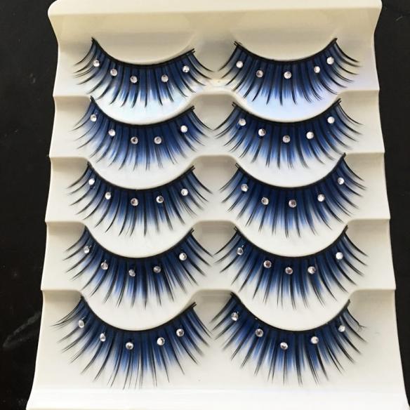 Silver Stone Black/ Blue Thick False Lashes