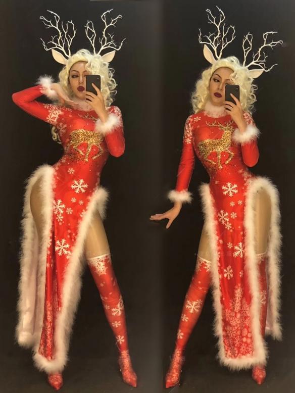 Christmas long red dress