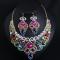 Triple iridescent crystal and rhinestone drop drag queen crystal necklace & earrings