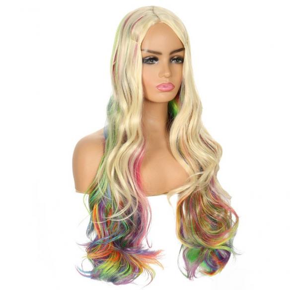 Blonde mix rainbow color wig