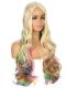 Blonde mix rainbow color wig