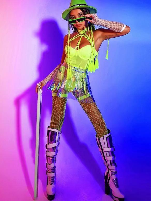 Full set fluorescence green suit