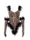 Leopard fringe leotard (include gloves)