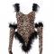Leopard fringe leotard (include gloves)
