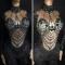 Black Rhinestone Bodysuit