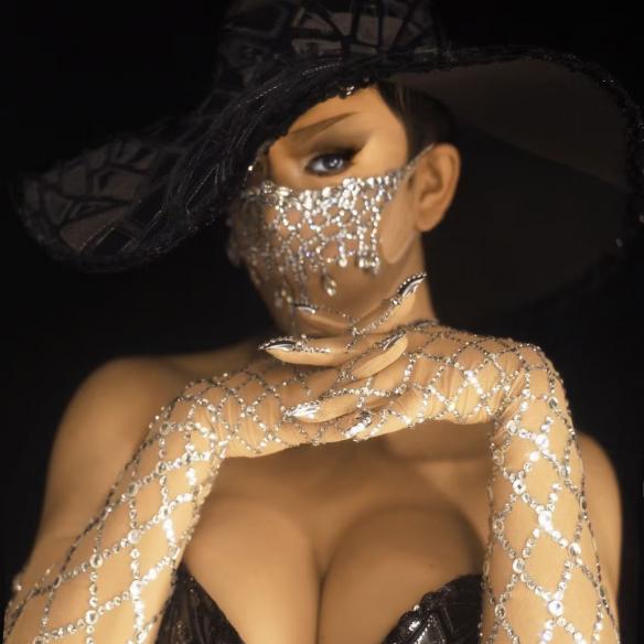 Silver Rhinestone Nude Color Gloves