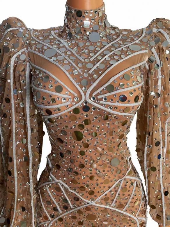 White Mesh Puff Sleeve Bodysuit