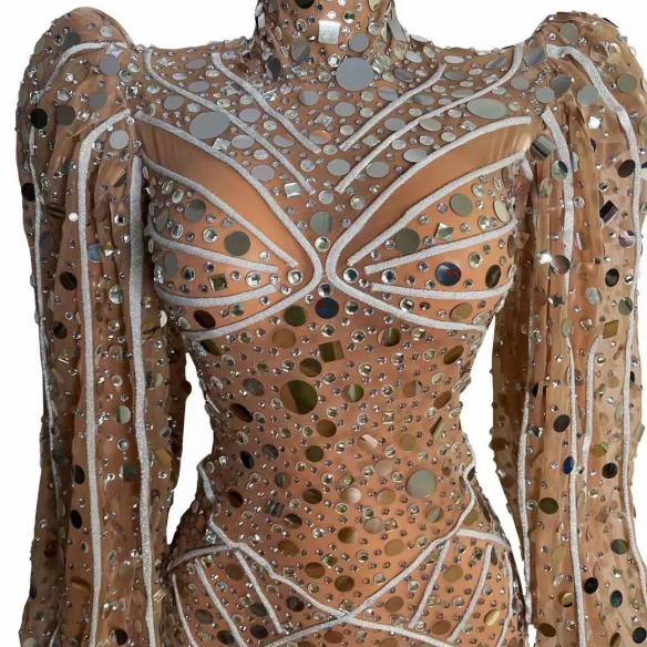 White Mesh Puff Sleeve Bodysuit