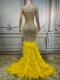 Yellow Feather With Rhinestone Gown