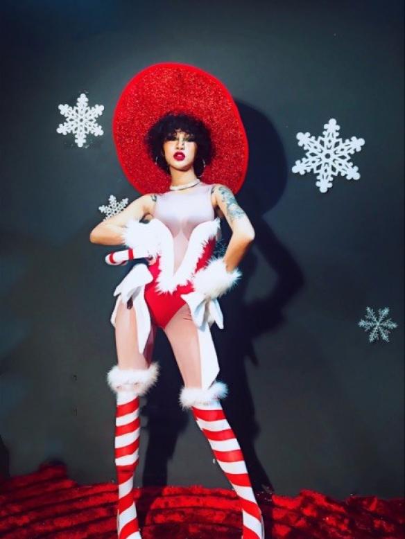 Christmas Nude Color Bodysuit (include gloves & foot cover)