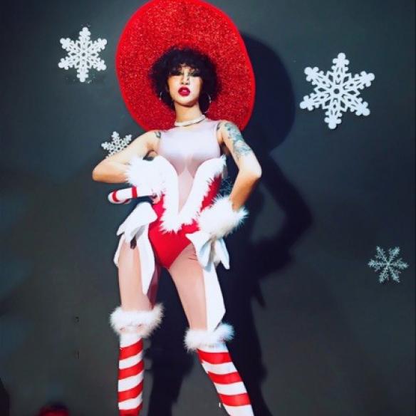 Christmas Nude Color Bodysuit (include gloves & foot cover)