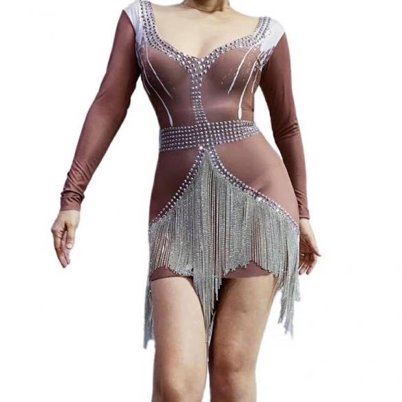 Sparkly Rhinestones Fringed Dress