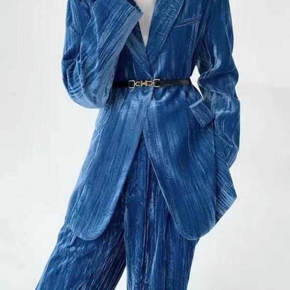 Sky blue velvt suits