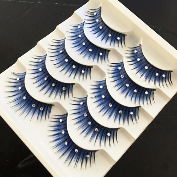 Silver Stone Black/ Blue Thick False Lashes