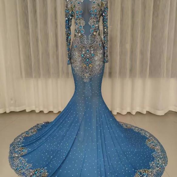 Various colors customized rhinestone dress