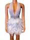 White sleeveless feather dress