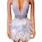 White sleeveless feather dress