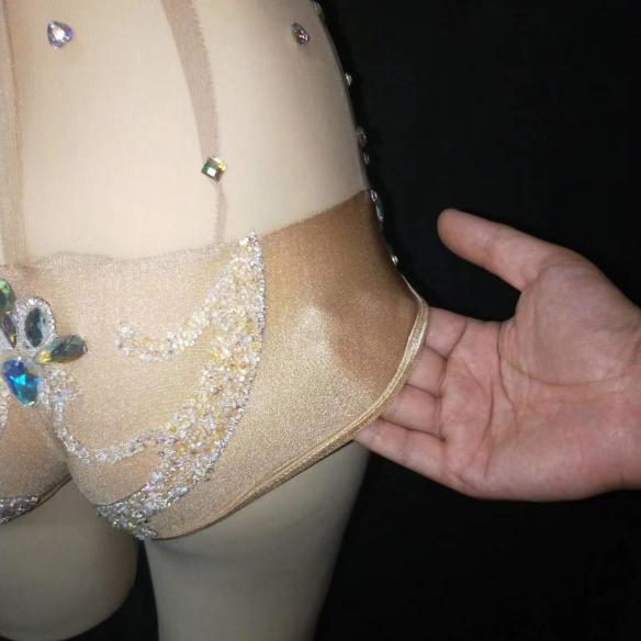 Rhinestone and Pearl Mantilla Leotard