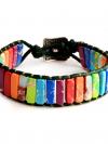 Rainbow Pride Chakra Natural Stone Tube Beads Bracelet