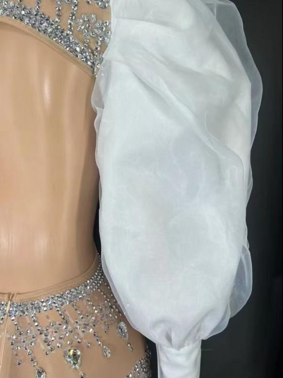 Back Cutout Puff Sleeve Dress