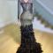 Full rhinestone feather fishtail dress