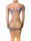 Black & nude color rhinestone mesh dress