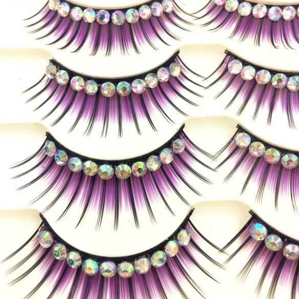 Multi- color Rhinestone False Lashes
