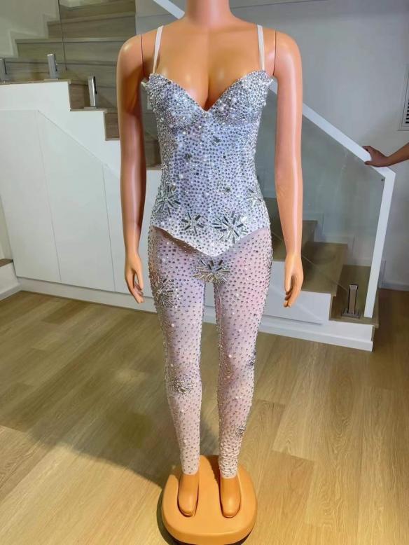 Rhinestone beaded bodysuit
