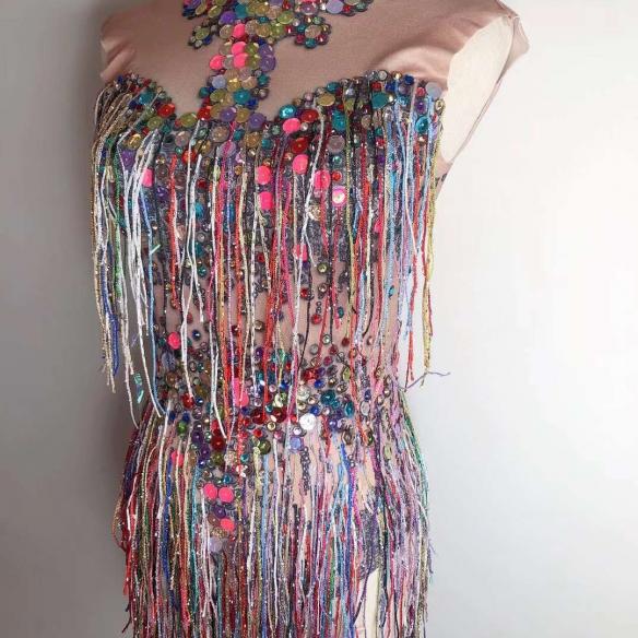 Rainbow tassel & sequin corset