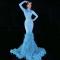 Blue Rhinestones Feather Maxi Dress