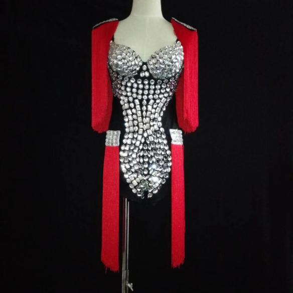 Red Tassel Rhinestone Dress