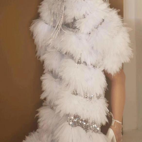 Long White Mesh Cloak