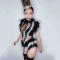 Tricolor Rhinestones Feather Leotard