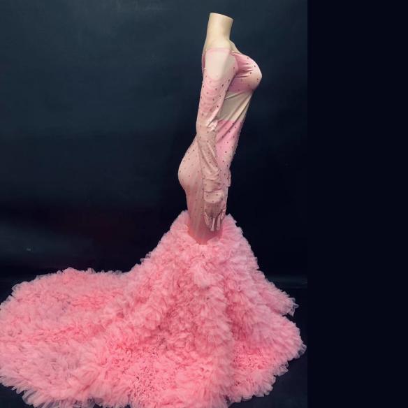 Pink Rhinestone Tail Dress
