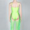 Black/ Fluorescent Green Ruffle Two Pieces Bodysuit